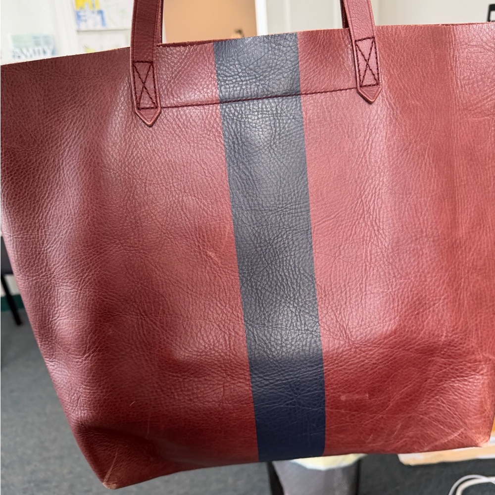 Madewell Burgundy and Navy Tote Bag